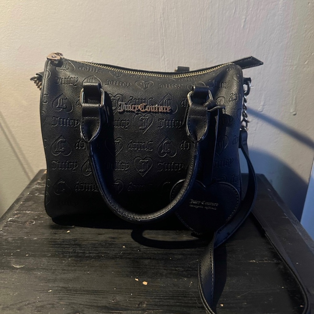 JUICY COUTURE BLACK SATCHEL MEDIUM SHOULDER BAG USED GOOD CONDITION